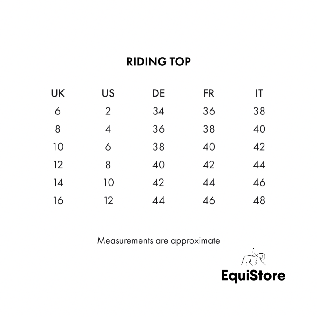 Premier Equine Ombretta Ladies Technical Horse Riding Top  sizing