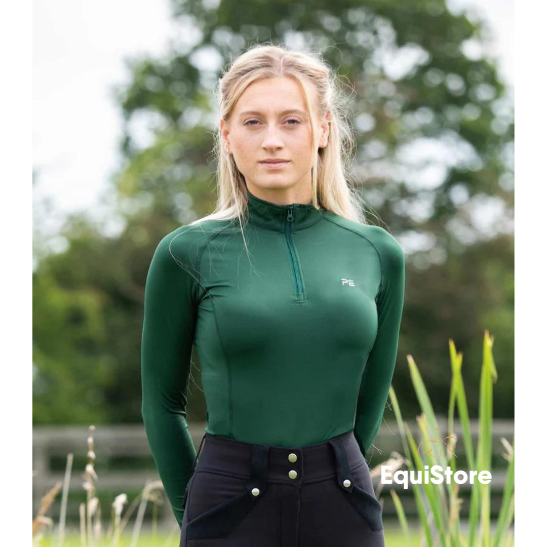 Premier Equine Ombretta Ladies Technical Horse Riding Top in green