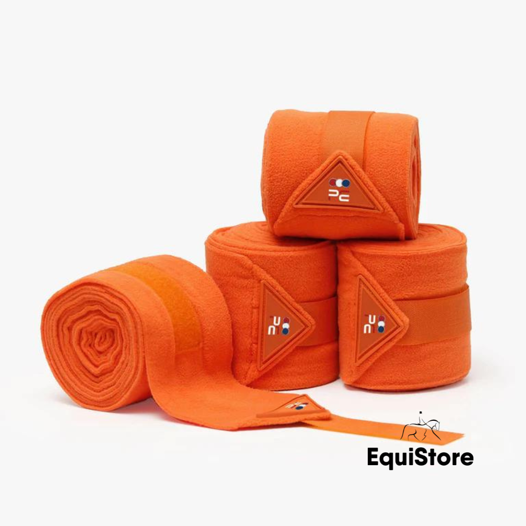 Premier Equine Horse Polo Fleece Bandages in the colour orange