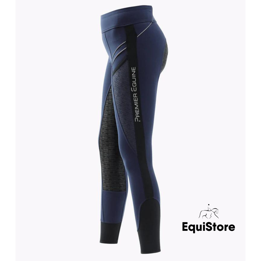 Premier Equine Ronia Ladies Gel Pull On Riding Jodhpur Tights in navy