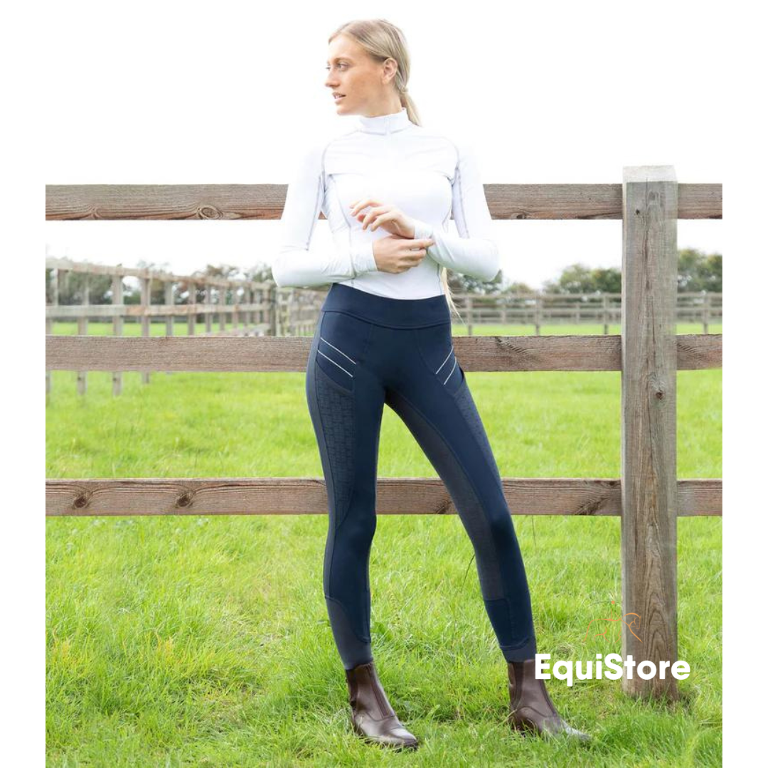 Premier Equine Ronia Ladies Gel Pull On Riding Jodhpur Tights in Navy