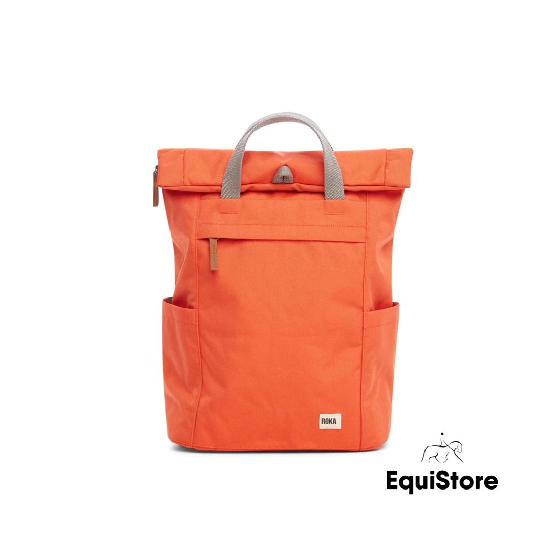 Roka London - Finchley A Sustainable Canvas Backpack in neon red