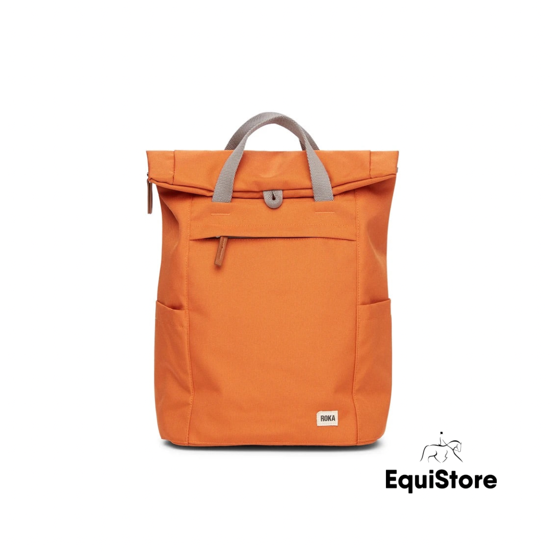 Roka London - Finchley A Sustainable Canvas Backpack in atomic orange