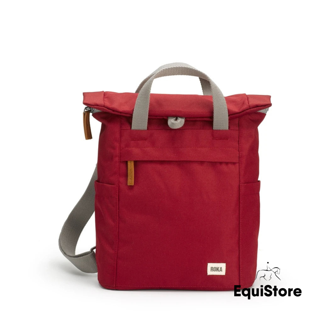 Roka London - Finchley A Sustainable Canvas Backpack in volcanic red