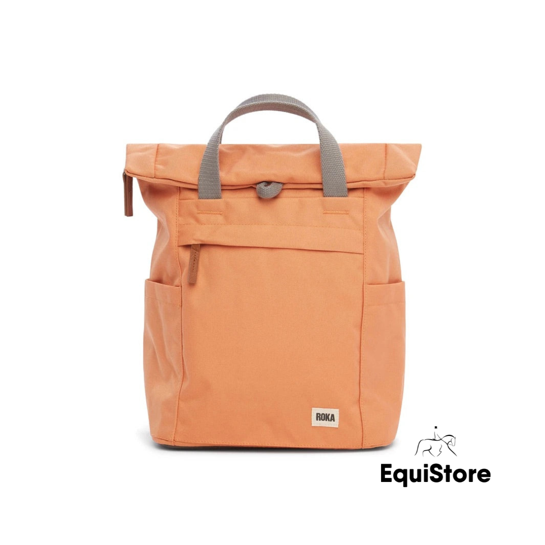 Roka London - Finchley A Sustainable Canvas Backpack in apricot 