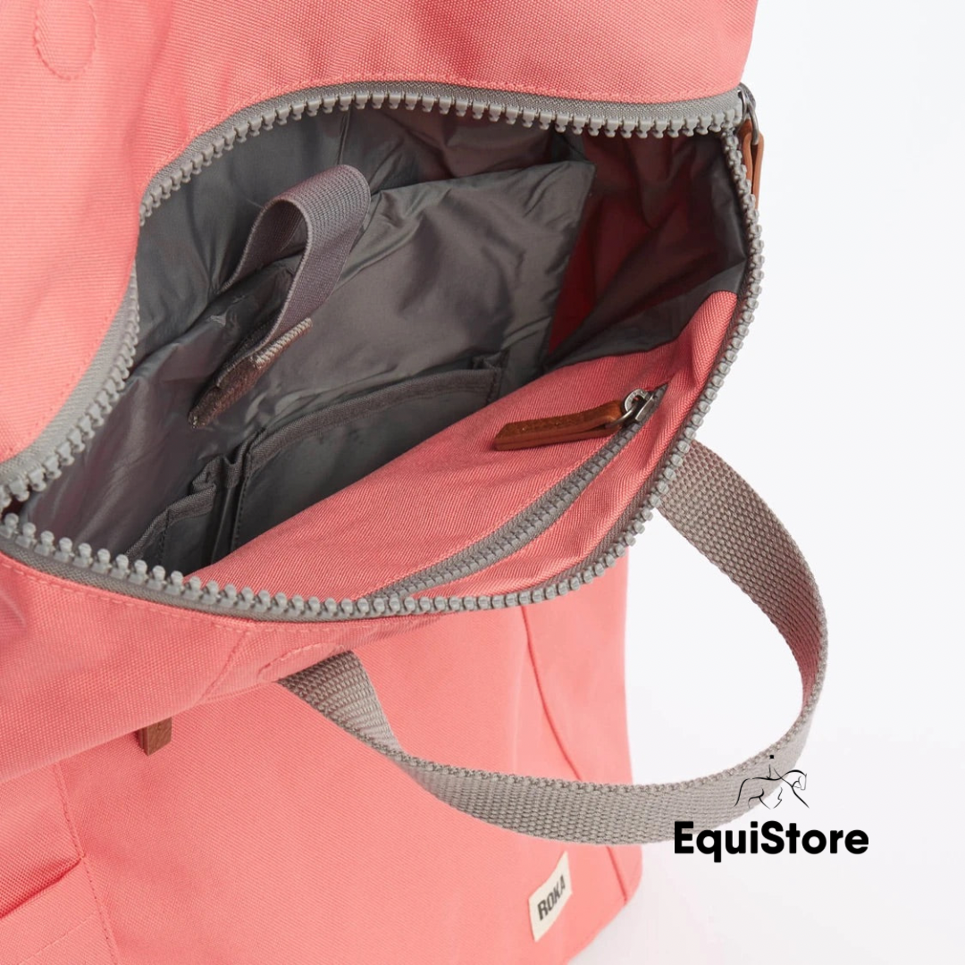 Roka London - Finchley A Sustainable Canvas Backpack interior pockets