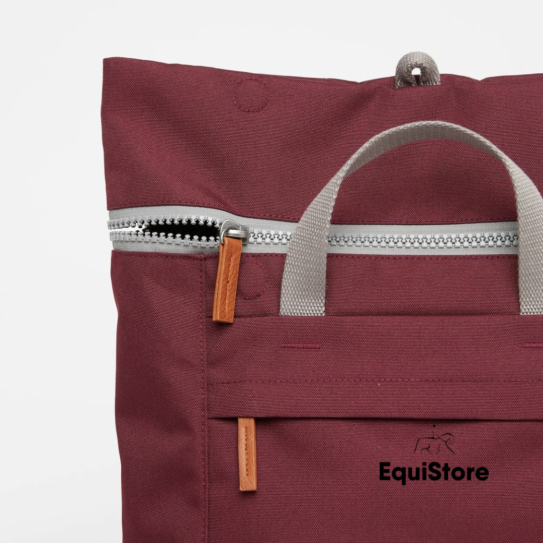 Roka London - Finchley A Sustainable Canvas Backpack zip detail