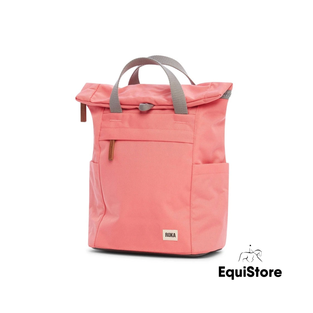 Roka London - Finchley A Sustainable Canvas Backpack in coral
