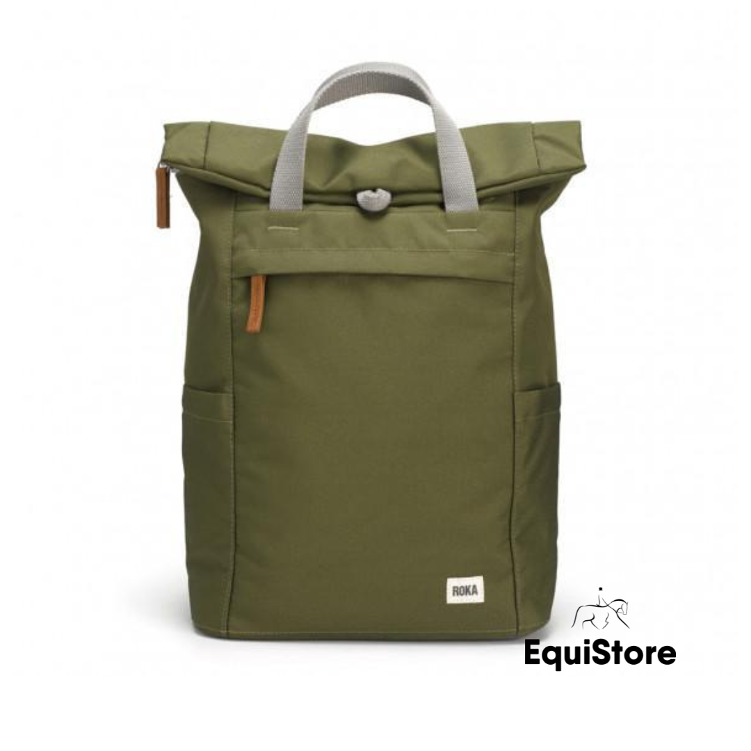 Roka London - Finchley A Sustainable Canvas Backpack in moss
