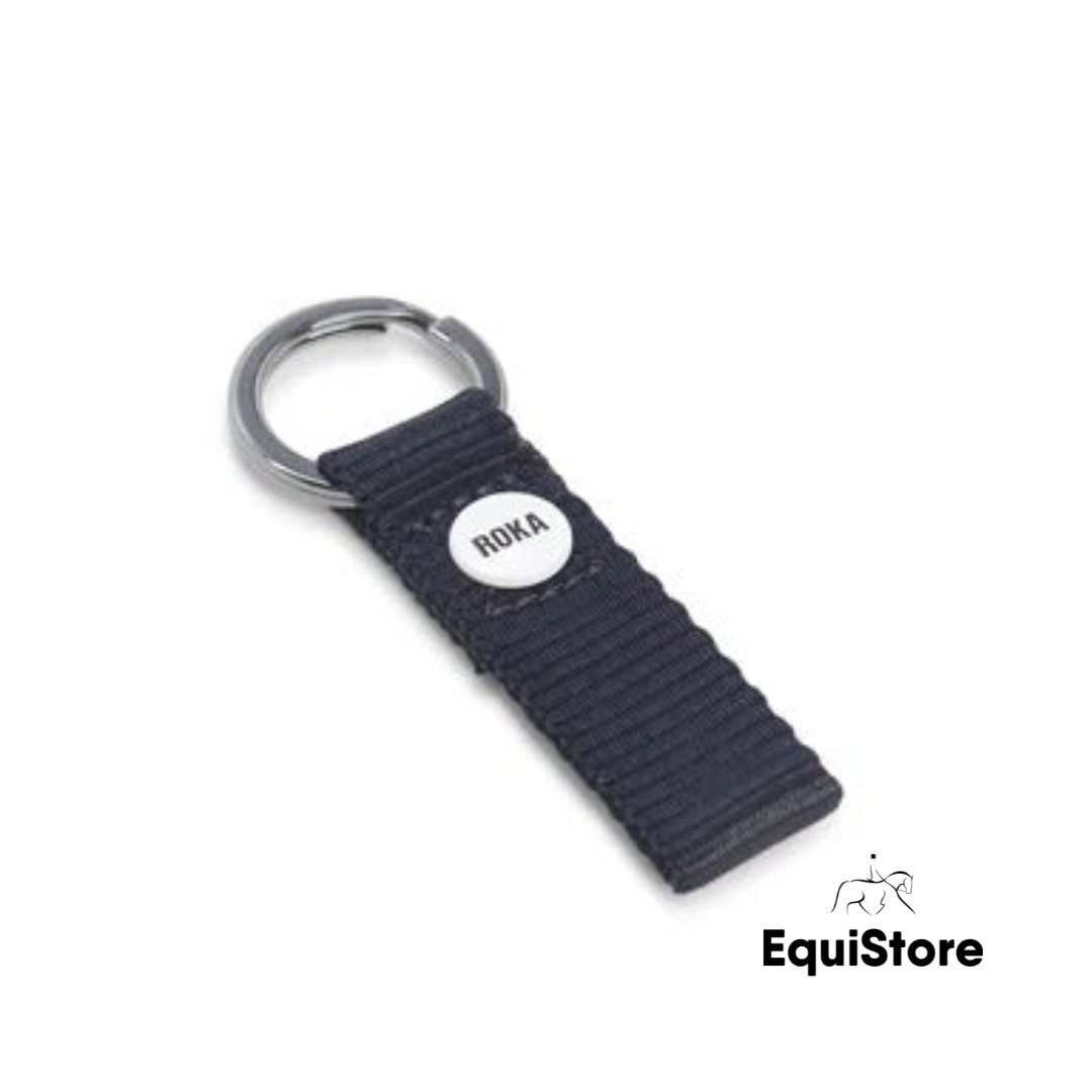 Roka London Portland Keyring in Midnight colour. 