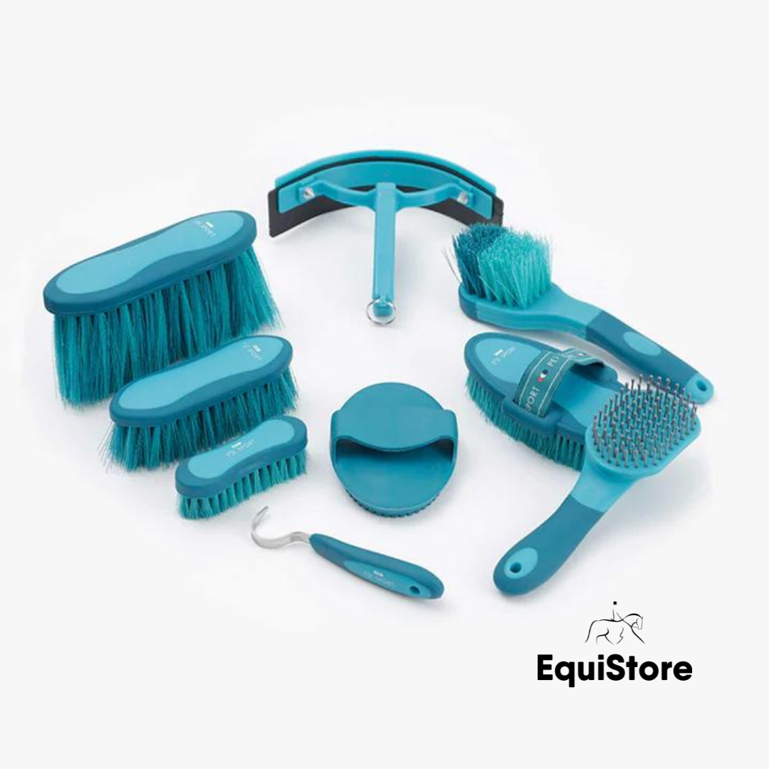 Premier Equine Soft-Touch Horse Grooming Kit Set  with 9 Pieces ointment med blue and peacock
