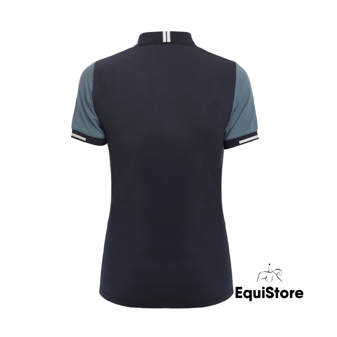 Tesoro Vita Pelosa Polo Shirt for equestrians - Navy with white and blue