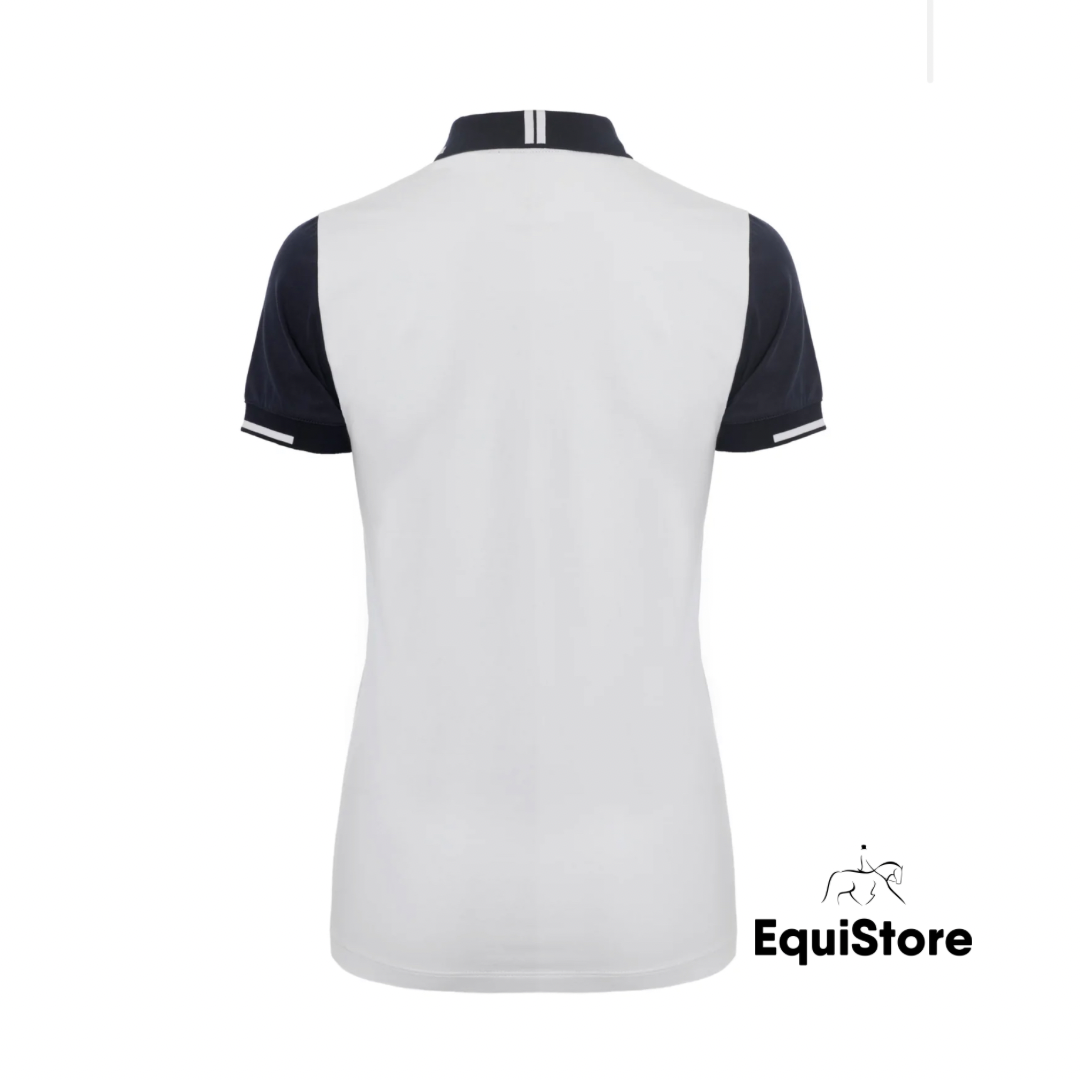 Tesoro Vita Pelosa Polo Shirt for equestrians - White and navy