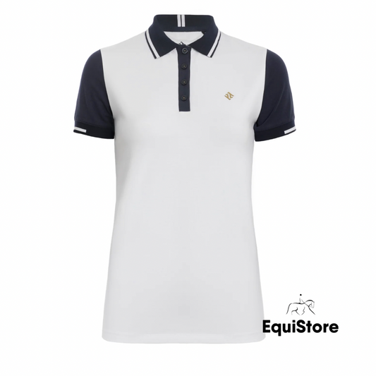 Tesoro Vita Pelosa Polo Shirt for equestrians - White and navy
