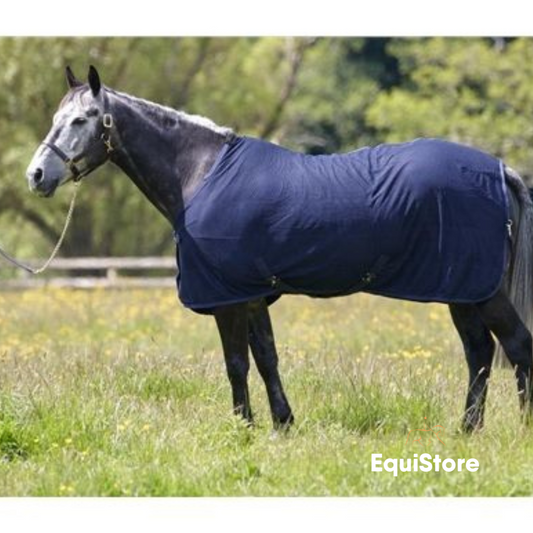 Turfmasters Mesh & Fleece Cooler, a travel and sweat rug for horses in a classic navy colour