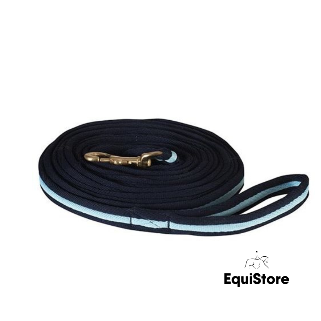 Turfmasters Padded Lunge Line for horses, in Navy and blue
