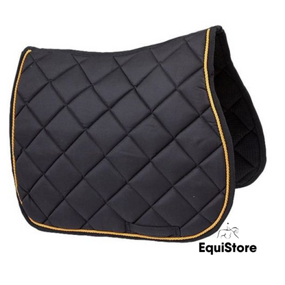 Turfmasters Piped Saddle Pad - Full in black and gold