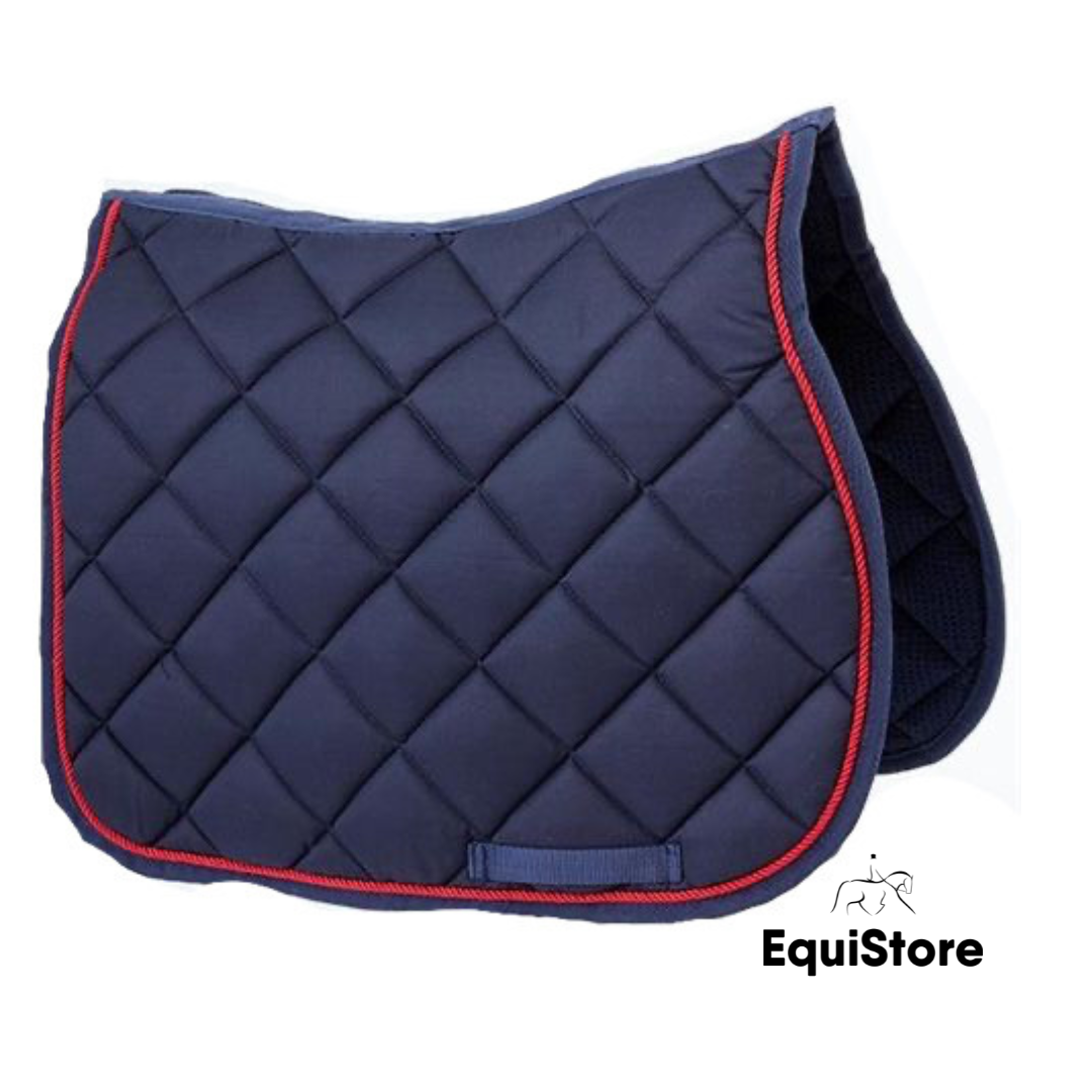 Turfmasters Piped Saddle Pad - Pony in navy and red