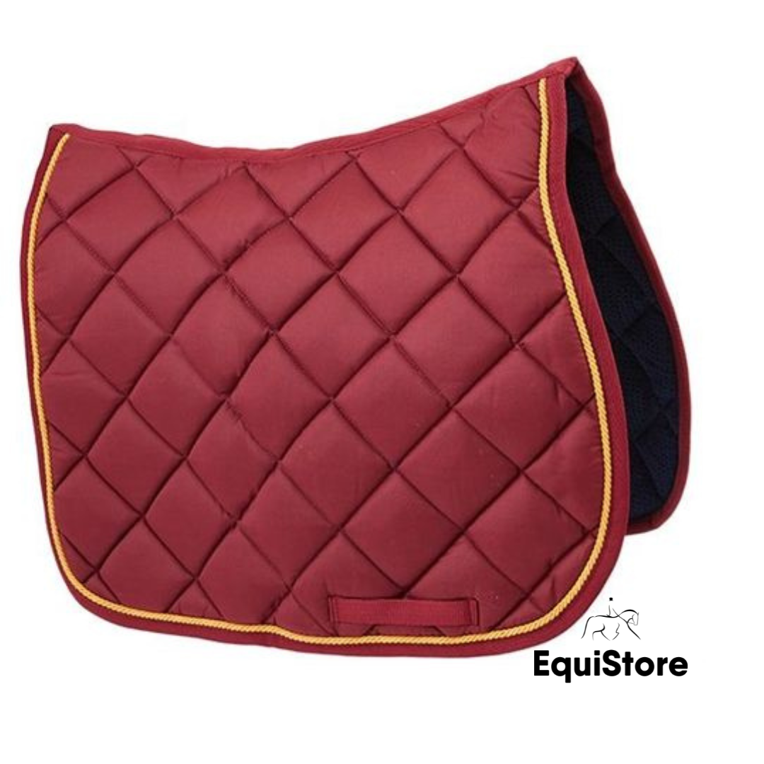 Turfmasters Piped Saddle Pad - Pony in burgundy and gold